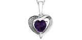FOREVER JEWELLERY 10K White Gold Heart Shape Amethyst & Diamond Heart Pendant