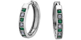 FOREVER JEWELLERY 10K White Gold Emerald & Diamond Huggies