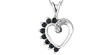 FOREVER JEWELLERY 10K White Gold Sapphire & Diamond Heart Pendant