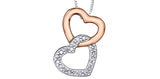 FOREVER JEWELLERY 10K Rose Gold, White Gold Diamond Double Heart Pendant