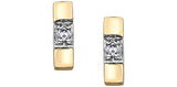 FOREVER JEWELLERY 10K Yellow Gold Diamond Bar Studs