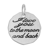 REMBRANDT Sterling Silver I Love You to the Moon and Back Tag Charm