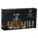 BRILLIANT CRYSTAL Williams Whiskey Decanter & Glasses - 5 Piece Set