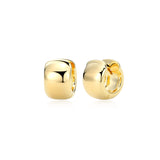 REIGN Sterling Silver Gold Plated Chunky Huggies Earrings - 12mm
