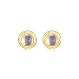 REIGN Sterling Silver 18K Gold Plated Genuine White Crystal & Mother of Pearl Celebration Gems North Star Studs