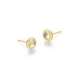 REIGN Sterling Silver 18K Gold Plated Genuine White Crystal & Mother of Pearl Celebration Gems North Star Studs