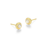 REIGN Sterling Silver 18K Gold Plated Mother of Pearl Celebration Gems North Star Studs