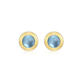 REIGN Sterling Silver 18K Gold Plated Genuine White Crystal & Blue Shell Doublet Celebration Gems North Star Studs