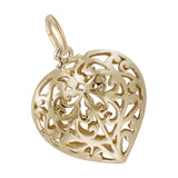 REMBRANDT Sterling Silver Gold Plated Filigree Heart Charm