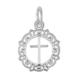 REMBRANDT Sterling Silver Cross within Ornate Circle Charm