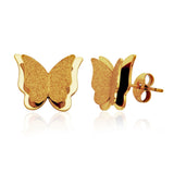 STEELX Stainless Steel Gold Ion Plated 3D Shimmering Butterfly Studs