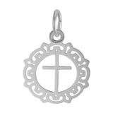 REMBRANDT Sterling Silver Cross within Ornate Circle Charm
