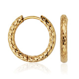 STEELX Stainless Steel Gold Ion Plated Textured Hoops 19mm