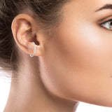 Sterling Silver Rhodium Plated In & Out Curved Bar Stud Earrings