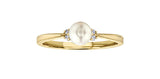 10K Yellow Gold Pearl & Diamond June Birthstone Ring