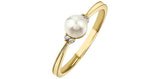 10K Yellow Gold Pearl & Diamond June Birthstone Ring
