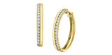 14K Yellow Gold Diamond Half Gold-Half Diamond Hoops