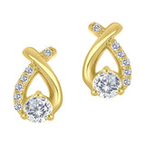 LUJO 10K Yellow Gold Lab Grown Diamond Crossover Studs