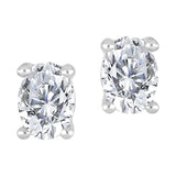 LUJO 10K White Gold Oval Prong Set Studs Earrings