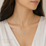 LUJO 10K White Gold Oval Lab Grown Diamond Solitaire Pendant