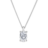 LUJO 10K White Gold Oval Lab Grown Diamond Solitaire Pendant