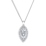 LUJO 10K White Gold Marquise Lab Grown Diamond Halo Style Pendant