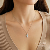 LUJO 10K White Gold Marquise Lab Grown Diamond Halo Style Pendant