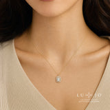 LUJO 10K Yellow Gold Emerald Cut Lab Grown Diamond Halo Style Pendant