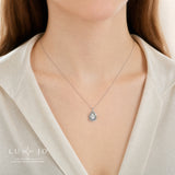 LUJO 10K White Gold Pear Shape Lab Grown Diamond Halo Style Pendant