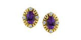MAPLE LEAF DIAMONDS 10K Yellow Gold Amethyst & Canadian Diamond Studs