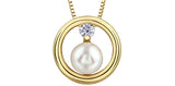 MAPLE LEAF DIAMONDS 10K Yellow Gold Pearl & Canadian Diamond Pendant