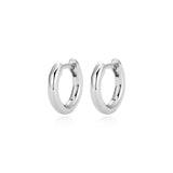 REIGN Sterling Silver Rhodium Plated Huggies Earrings - 12mm