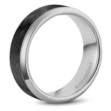 BLEU ROYALE 14K White Gold & Forged Carbon Fiber Inlay 7.5mm Ring