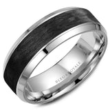 BLEU ROYALE 14K White Gold & Forged Carbon Fiber Inlay 7.5mm Ring