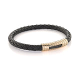 ITALGEM Stainless Steel Gold Ion Plated Leather Push Clasp Bracelet - 9''