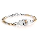 ITALGEM Stainless Steel Gold Ion Plated Figaro Medical Alert Lobster Claw Clasp Bracelet - 8.5''