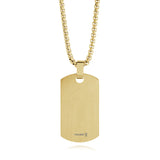 ITALGEM Stainless Steel Gold Ion Plated Blue Tigers Eye Dog Tag Pendant