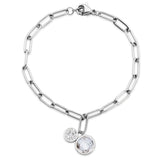 STEELX Stainless Steel Cubic Zirconia & Preciosa Crystal 8mm Link Bracelet - 7.5''