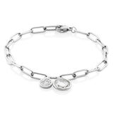 STEELX Stainless Steel Cubic Zirconia & Preciosa Crystal 8mm Link Bracelet - 7.5''