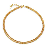STEELX Stainless Steel Gold Ion Plated 2mm Double Curb Anklet - 9+1''