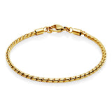 STEELX Stainless Steel Gold Ion Plated 3mm Snake Bracelet - 7.5''