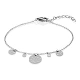 STEELX Stainless Steel Hammered Multi-disc Bead Bracelet - 8''