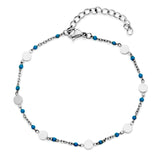 STEELX Stainless Steel Polished Disc & Enamel Bead Bracelet - 7.75''