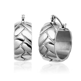 STEELX Stainless Steel Crocodile Embossed Hoops Earrings - 20mm