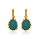 STEELX Stainless Steel Gold Ion Plated Bluecat's Eye Dangle Hoop Earrings