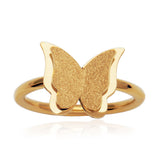 STEELX Stainless Steel Gold Ion Plated 3D Shimmering Butterfly Ring - Size 6