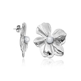 STEELX Stainless Steel Pearl Flower Studs