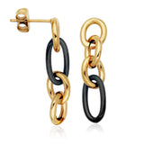 STEELX Stainless Steel Gold & Black Ion Plated Chain Link Drop Studs