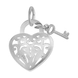 REMBRANDT Sterling Silver Filigree Heart & Key Charm
