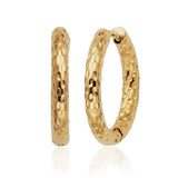 STEELX Stainless Steel Gold Ion Plated Textured Hoops 19mm